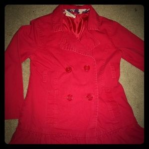 Girls Red Pea Coat